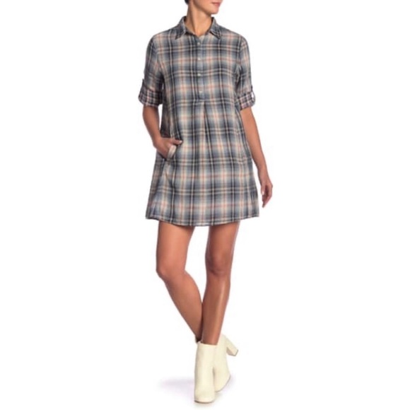 Max Studio Shirt Dress 100% Cotton Tartan Plaid Pattern Size Small Fits Bigger - Picture 2 of 16